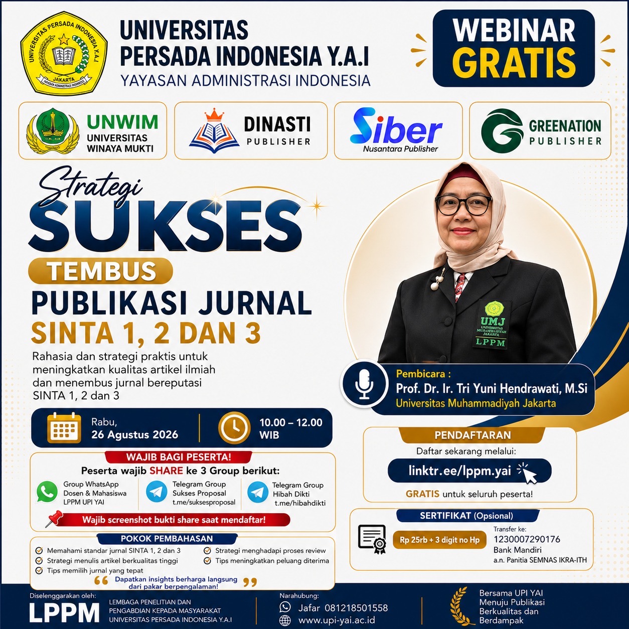 Webinar Gratis Universitas UPI Y.A.I